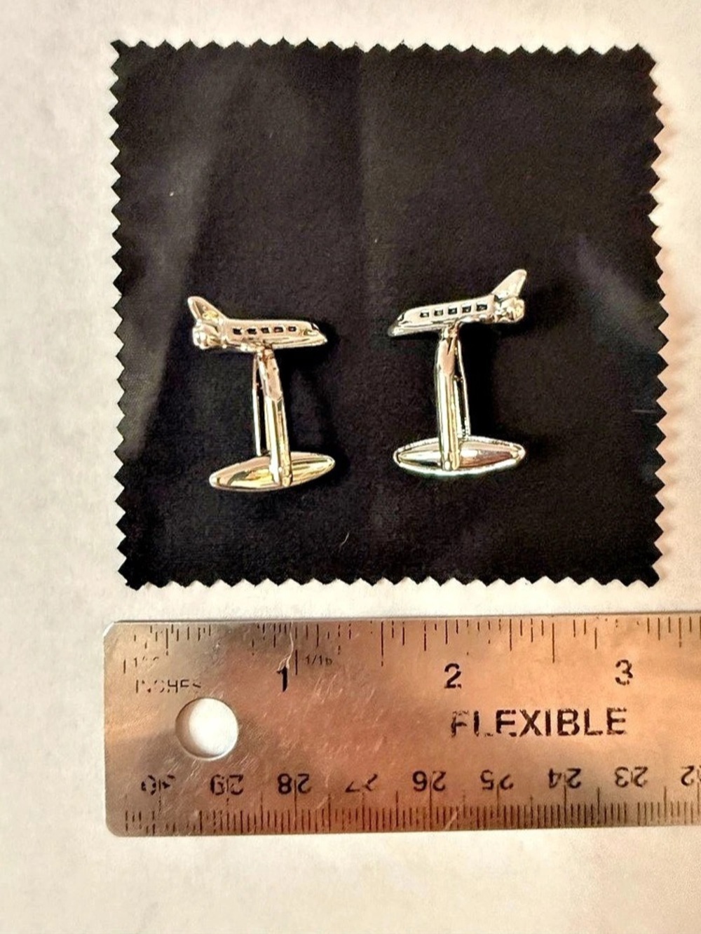 Silver-Tone Rocket Cuff Links with Box